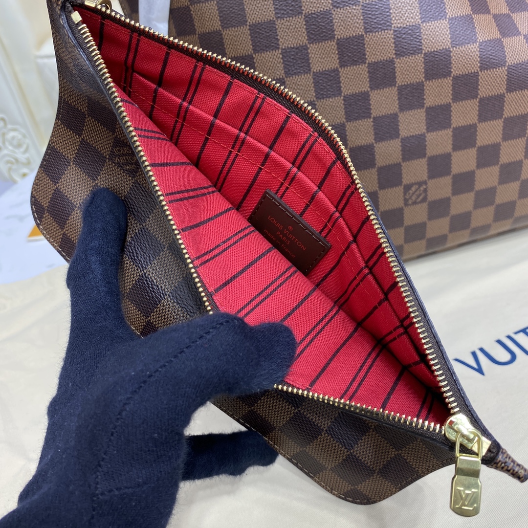 Louis Vuitton NEVERFULL GM Damier Azur Handbag N41357 Cerise Red